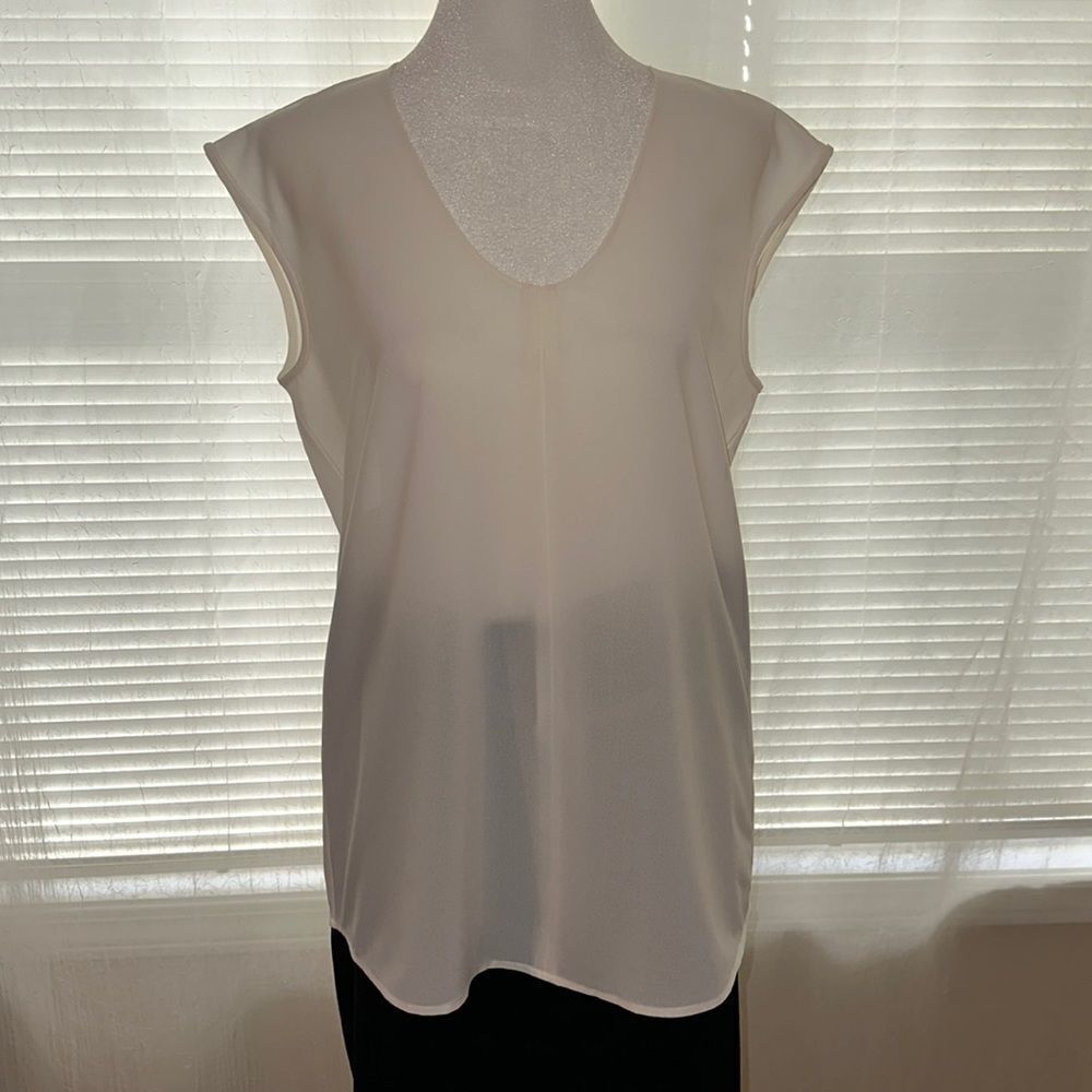 J. Crew 4 Ivory Scoop Neck Sheer Sleeveless Blouse Shell